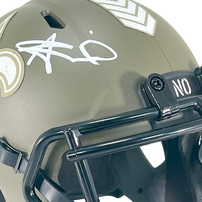 Alvin Kamara Signed New Orleans Saints Salute to Service Mini Football Helmet (Beckett)