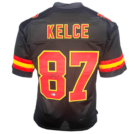 Travis Kelce Signed Kansas City Black XL Football Jersey (Beckett)