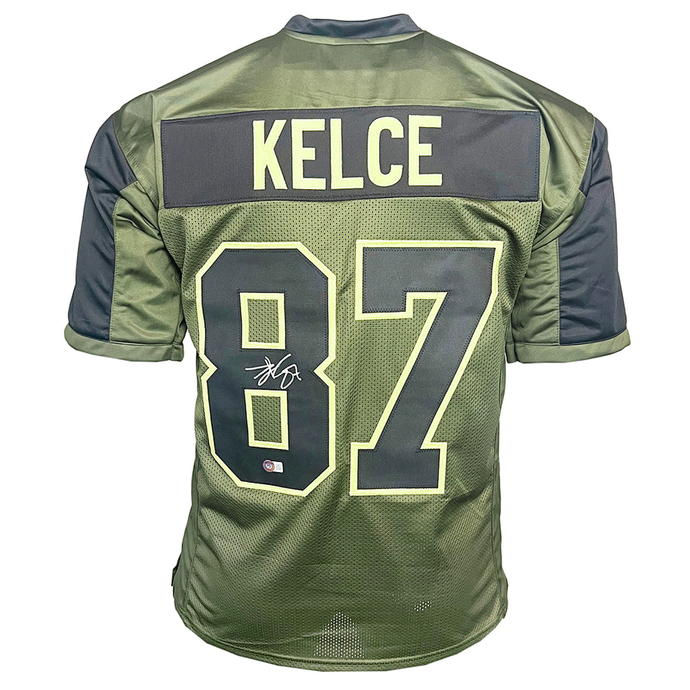 Travis Kelce Signed Kansas City Salute to Service XL Football Jersey (Beckett)