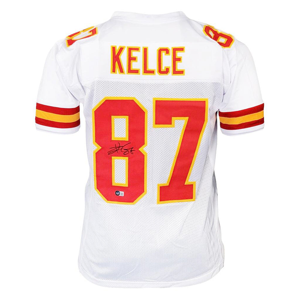 Travis Kelce Signed Kansas City White XL Football Jersey (Beckett)