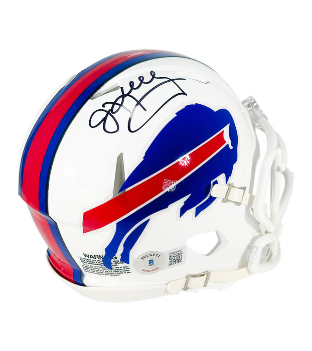 Jim Kelly Signed Buffalo Bills Speed Mini Football Helmet White Mask (Beckett)