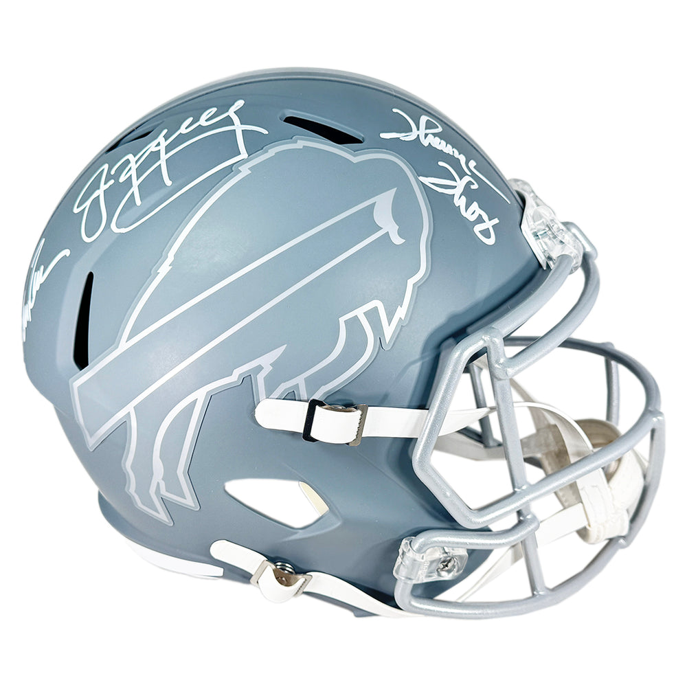 Bills Triplets Signed Buffalo Bills Slate Alternate Speed Full-Size Replica Football Helmet (JSA)