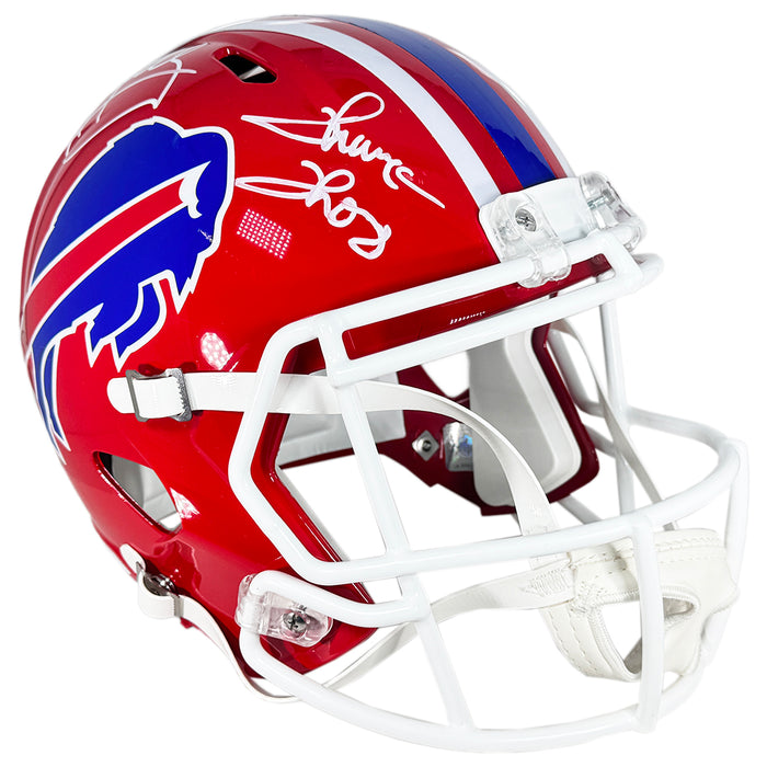 Bills Triplets Signed Buffalo Bills Throwback 87-01 Speed Full-Size Replica Football Helmet (JSA)