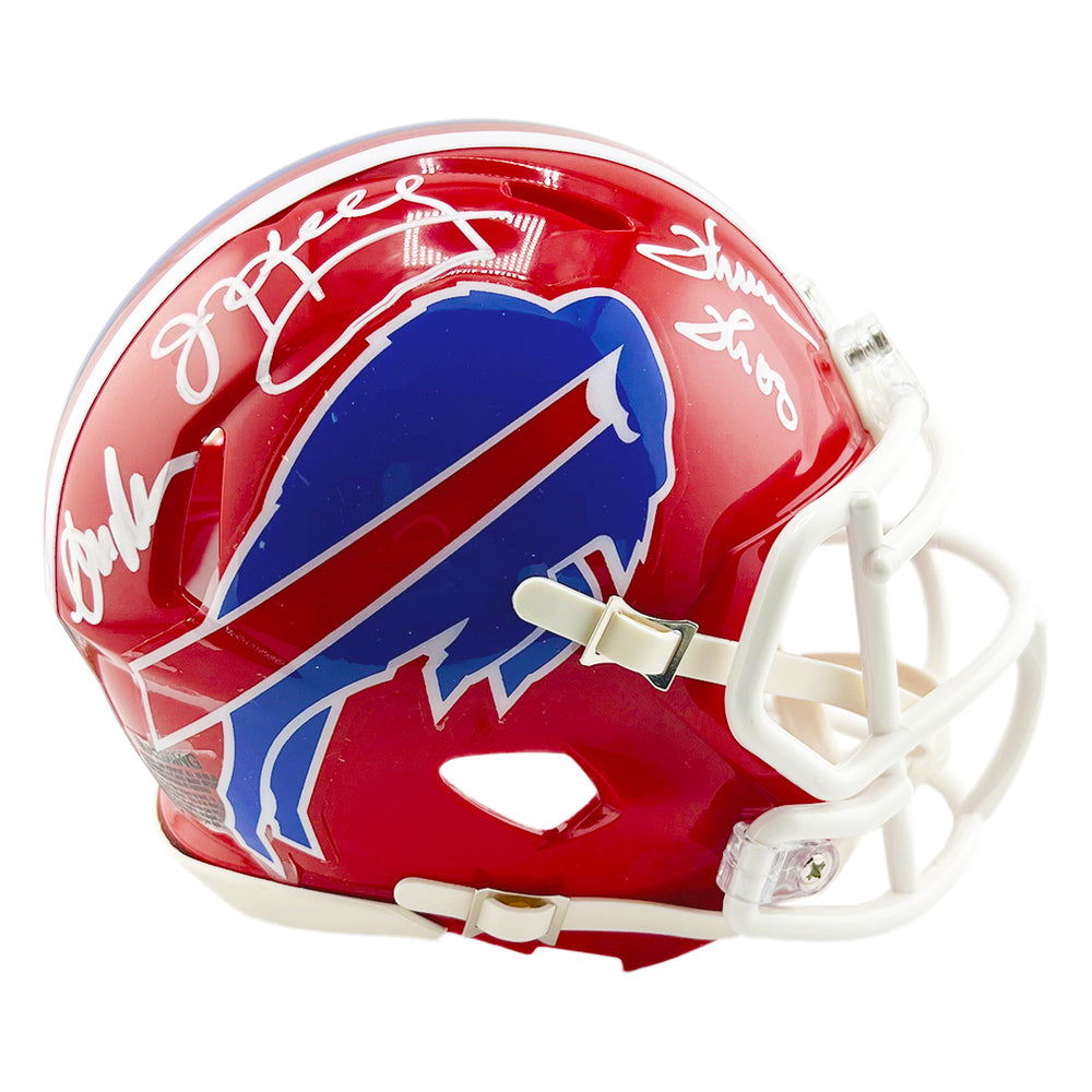 Bills Triplets Signed Buffalo Bills Throwback 87-01 Speed Mini Football Helmet (JSA)