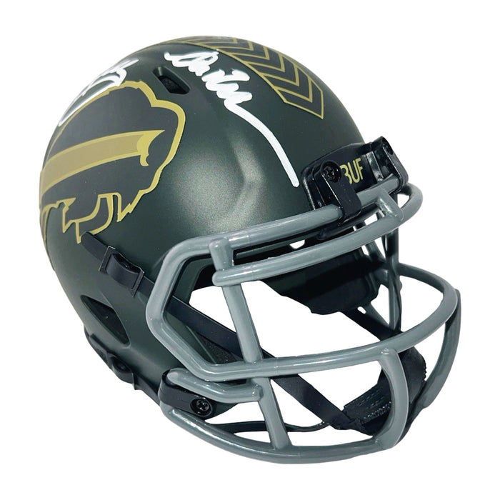 Bills Triplets Signed Buffalo Bills Salute to Service 2025 Mini Football Helmet (Beckett)