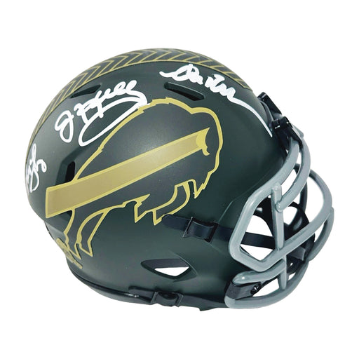 Bills Triplets Signed Buffalo Bills Salute to Service 2025 Mini Football Helmet (Beckett)