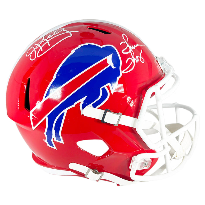 Jim Kelly Thurman and Thomas Signed Buffalo Bills Throwback 1987-01 Speed Full-Size Replica Football Helmet (Beckett)