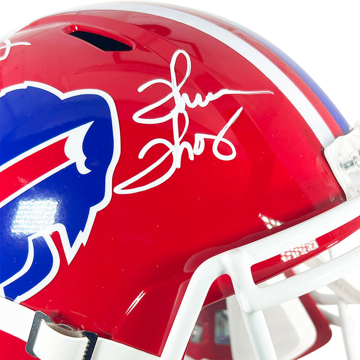 Jim Kelly Thurman and Thomas Signed Buffalo Bills Throwback 1987-01 Speed Full-Size Replica Football Helmet (Beckett)