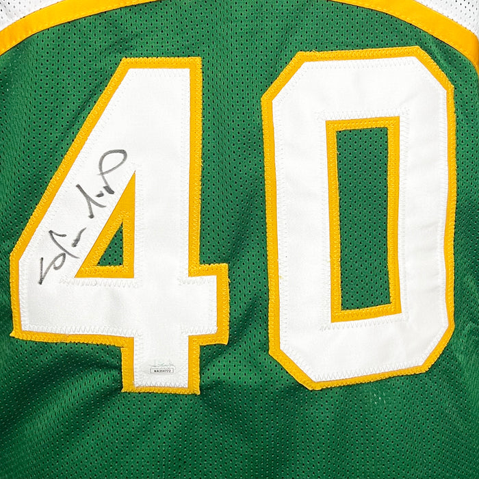 Shawn Kemp Signed Seattle Green Basketball Jersey (JSA)