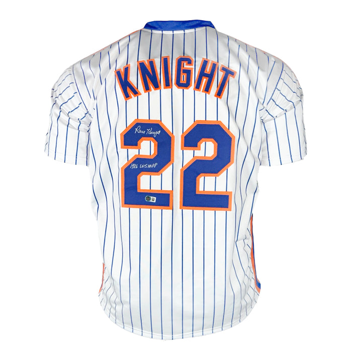 Ray Knight Signed 1986 WS MVP Inscription New York Pinstripe Baseball Jersey (Beckett)
