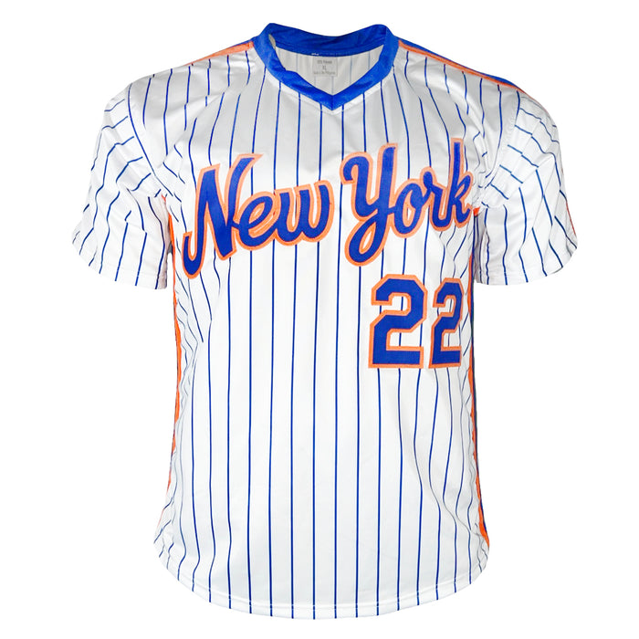 Ray Knight Signed 1986 WS MVP Inscription New York Pinstripe Baseball Jersey (Beckett)