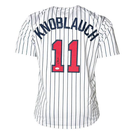 Chuck Knoblauch Signed Minnesota Pinstripe Baseball Jersey (JSA)