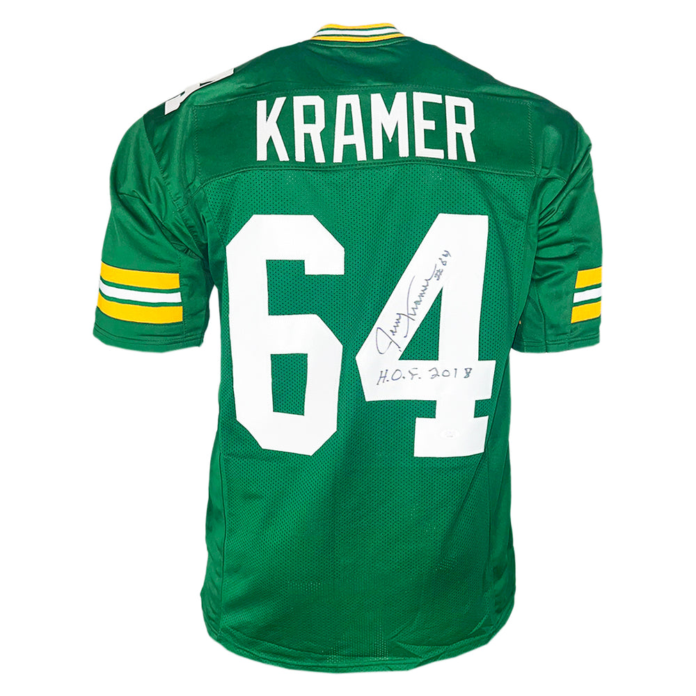 Jerry Kramer Signed HOF 2018 Inscription Green Bay Green Football Jersey (JSA)