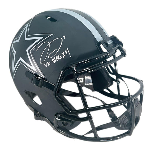 Trevon Diggs Signed Ya digg it Inscription Dallas Cowboys Eclipse Speed Full-Size Replica Football Helmet (JSA) - RSA