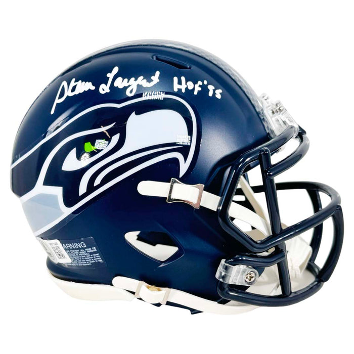 Steve Largent Signed HOF 95 Inscription Seattle Seahawks Speed Mini Football Helmet (Beckett)