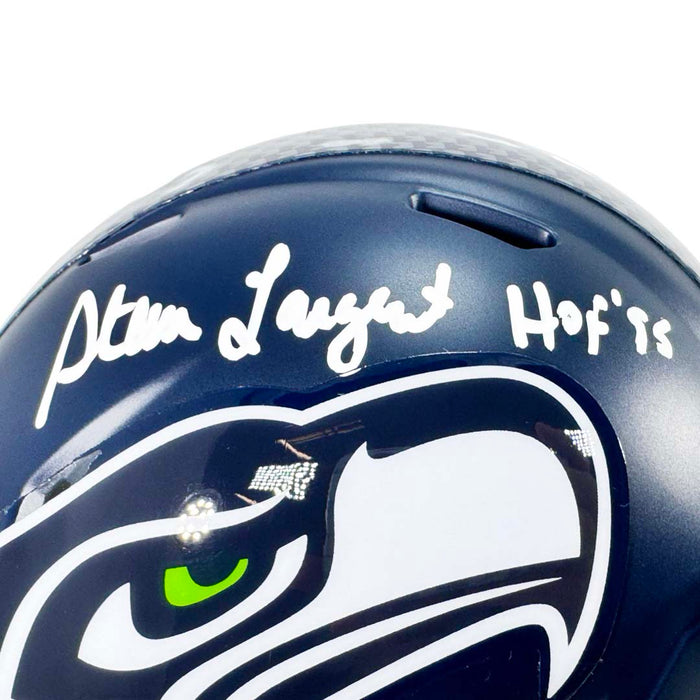 Steve Largent Signed HOF 95 Inscription Seattle Seahawks Speed Mini Football Helmet (Beckett)