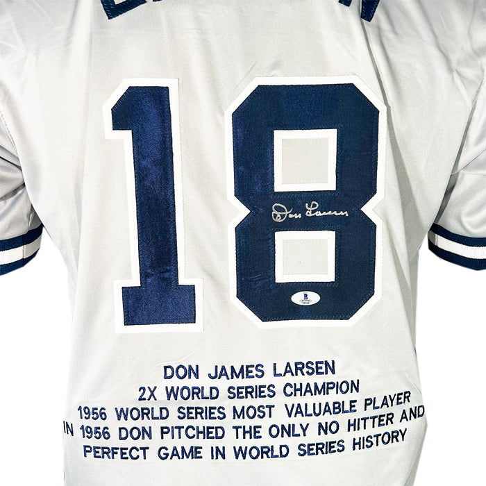 Don Larsen Signed Stats New York Grey Jersey (Beckett)