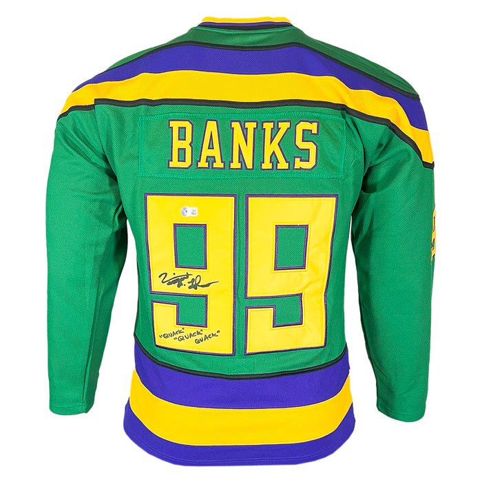 Vincent LaRusso Signed Adam Banks "Quack Quack Quack"The Mighty Ducks Hockey Jersey (Beckett)