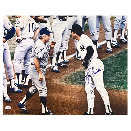 Tommy Lasorda and Lou Piniella Dual Signed Baseball 16x20 Photo (JSA)