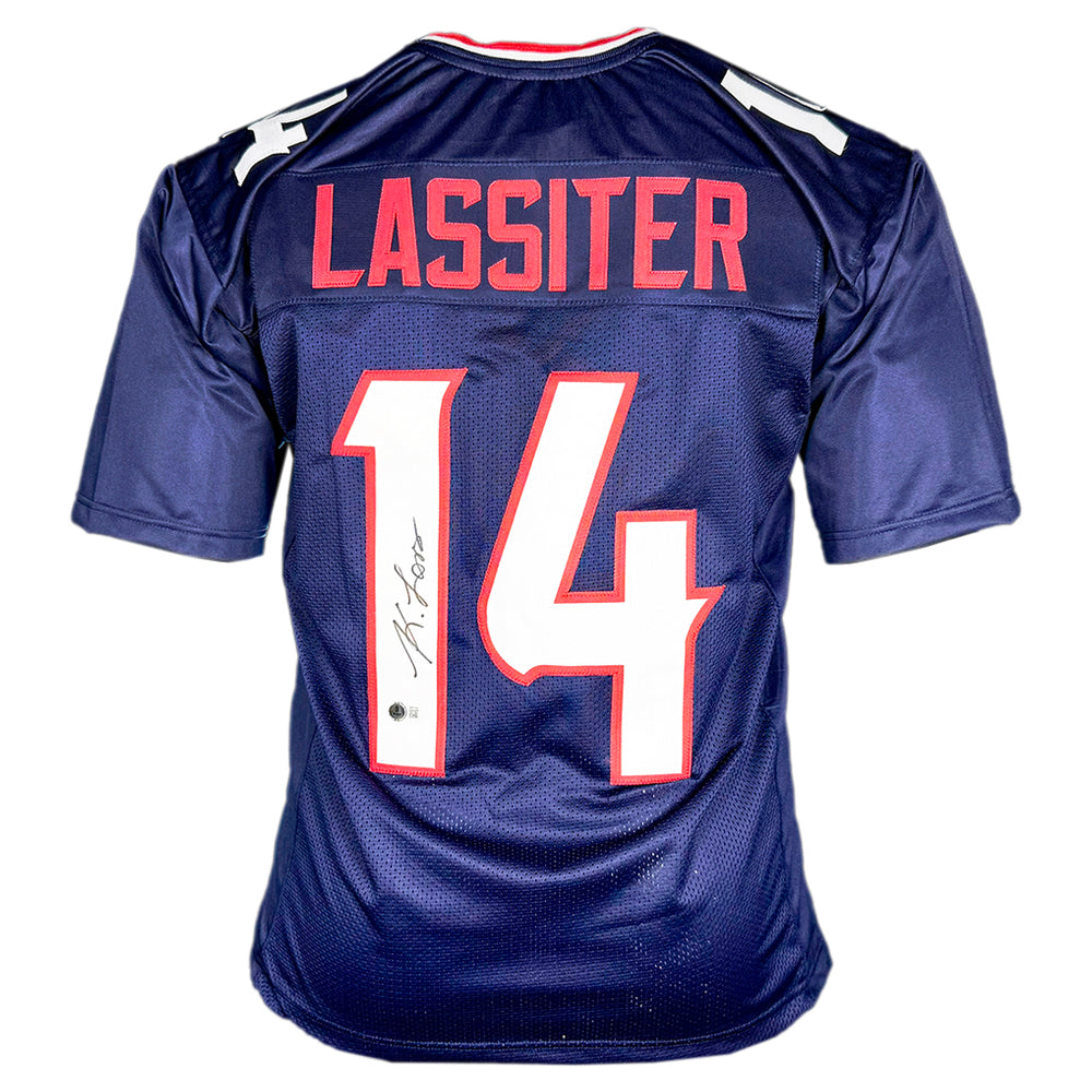 Kamari Lassiter Signed Houston Blue Rookie number Football Jersey (Beckett)