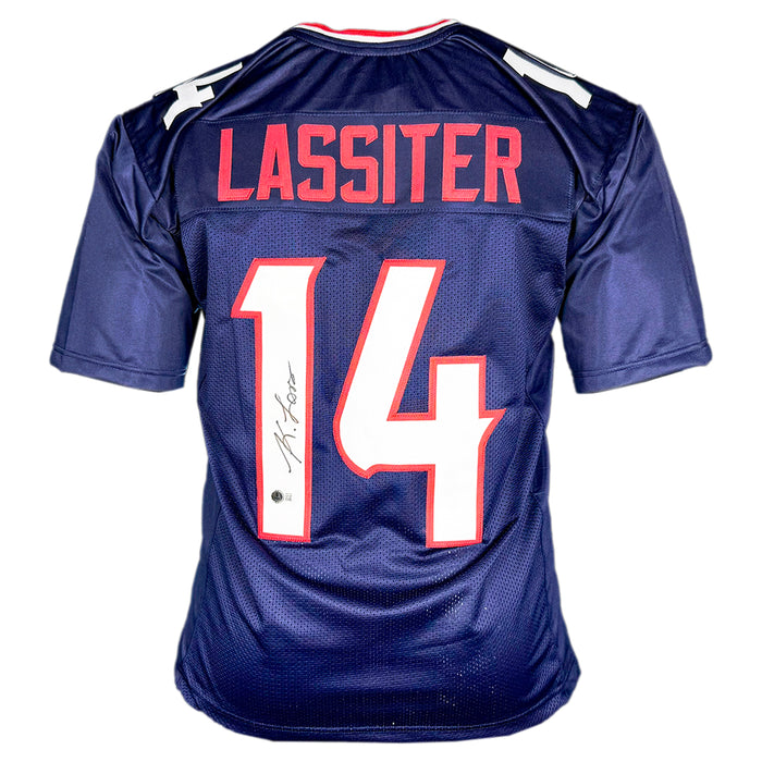 Kamari Lassiter Signed Houston Blue Rookie number Football Jersey (Beckett)