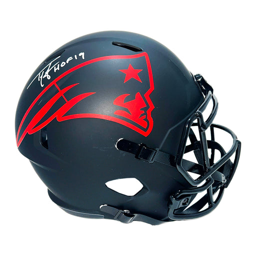 Ty Law Signed HOF 19 Inscription New Patriots Eclipse Full-Size Replica Football Helmet (Beckett)