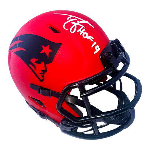 Ty Law Signed HOF 2019 Inscription New England Patriots Rave Mini Football Helmet (Beckett)
