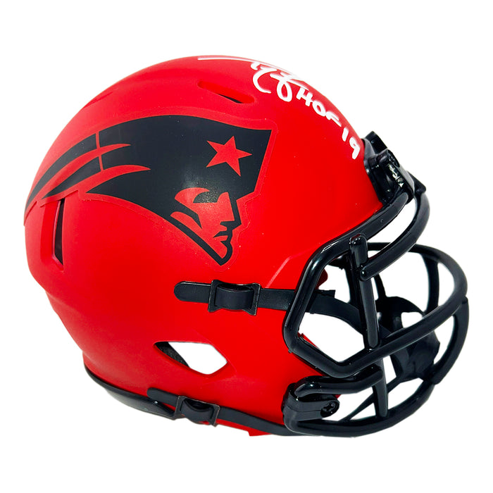 Ty Law Signed HOF 2019 Inscription New England Patriots Rave Mini Football Helmet (Beckett)