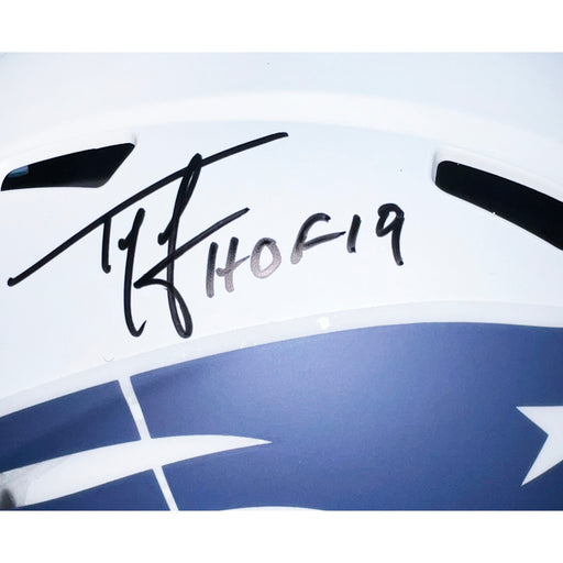 Ty Law Signed HOF 19 Inscription New Patriots Speed Rivalries Full-Size Replica Football Helmet (Beckett)