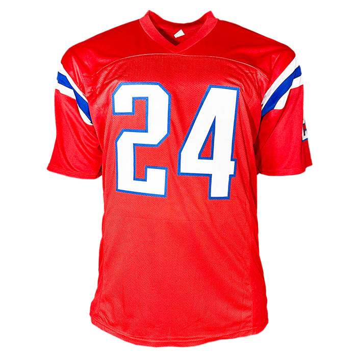 Ty Law Signed HOF 19 Inscription New England Red Football Jersey (Beckett)
