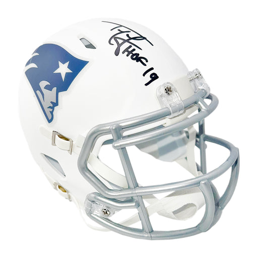 Ty Law Signed HOF 2019 Inscription New England Patriots Speed Rivalries Mini Football Helmet (Beckett)