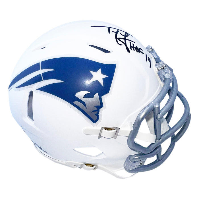 Ty Law Signed HOF 2019 Inscription New England Patriots Speed Rivalries Mini Football Helmet (Beckett)