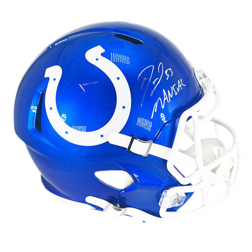 Darius Leonard Signed Maniac Inscription Indianapolis Colts Flash Speed Full-Size Replica Football Helmet (JSA) - RSA
