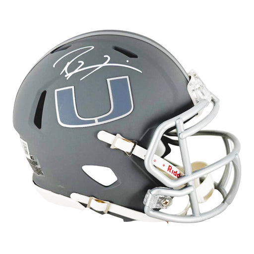 Ray Lewis Signed Miami Hurricanes Slate Alternate Speed Mini Football Helmet (Beckett)