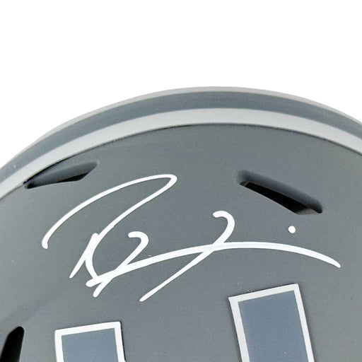 Ray Lewis Signed Miami Hurricanes Slate Alternate Speed Mini Football Helmet (Beckett)