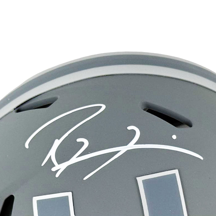 Ray Lewis Signed Miami Hurricanes Slate Alternate Speed Mini Football Helmet (Beckett)