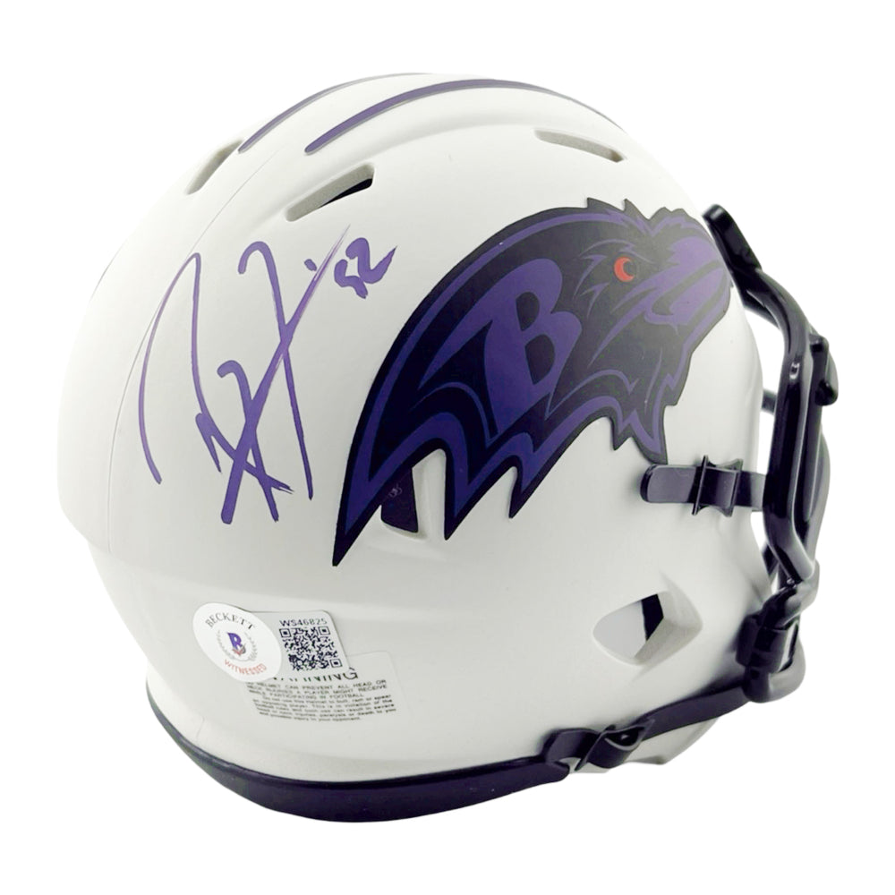 Ray Lewis Signed Baltimore Ravens Lunar Eclipse Mini Football Helmet (Beckett)