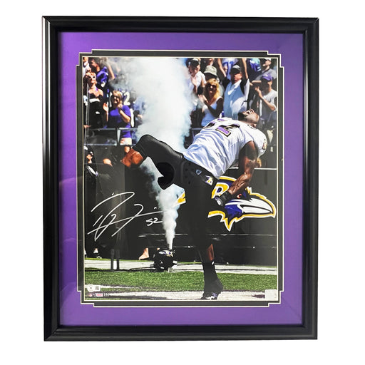 Ray Lewis Signed Baltimore Pose 1 Football 16x20 Framed Photo (Beckett)