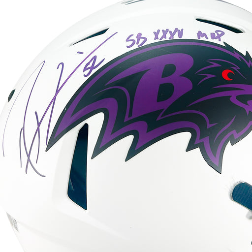 Ray Lewis Signed SB XXXV MVP Inscription Baltimore Ravens Authentic Lunar Speed Full-Size Football Helmet (Beckett)