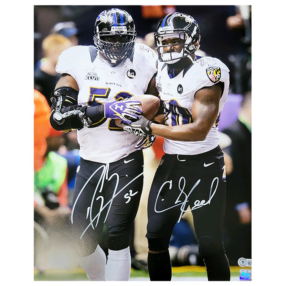 Ed Reed Signed Cleat Ray Lewis & Ed Reed Signed Dual Signature Baltimore Ravens 16x20 Photo ...