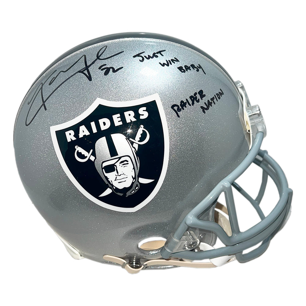 Khalil Mack Signed Just Win Baby Raider Nation Inscription Los Angeles Raiders Authentic Full-Size Football Helmet (JSA)