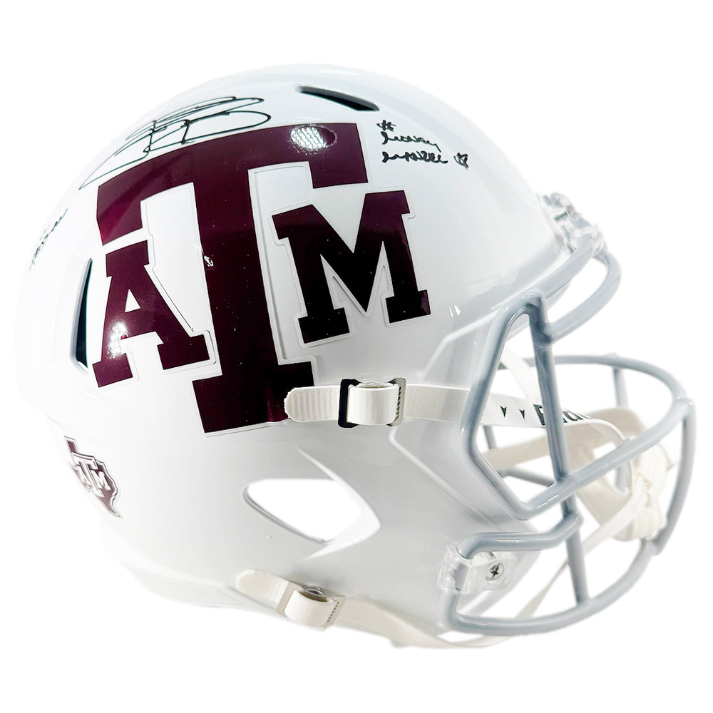 Johnny Manziel Signed 12 Heisman - Money Manziel Inscription Texas A&M Aggies Speed Full-Size Replica Football Helmet (Beckett)