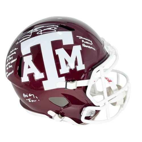 Johnny Manziel Signed Multi-Inscription Texas A&M Red Speed Full-Size — RSA