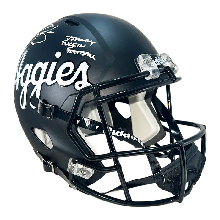 Johnny Manziel Signed 12 Heisman - Johnny F*ckin Football Inscriptions Texas A&M Aggies Speed Full-Size Replica Football Helmet (Beckett)