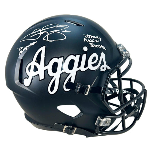 Johnny Manziel Signed 12 Heisman - Johnny F*ckin Football Inscriptions Texas A&M Aggies Speed Full-Size Replica Football Helmet (Beckett)