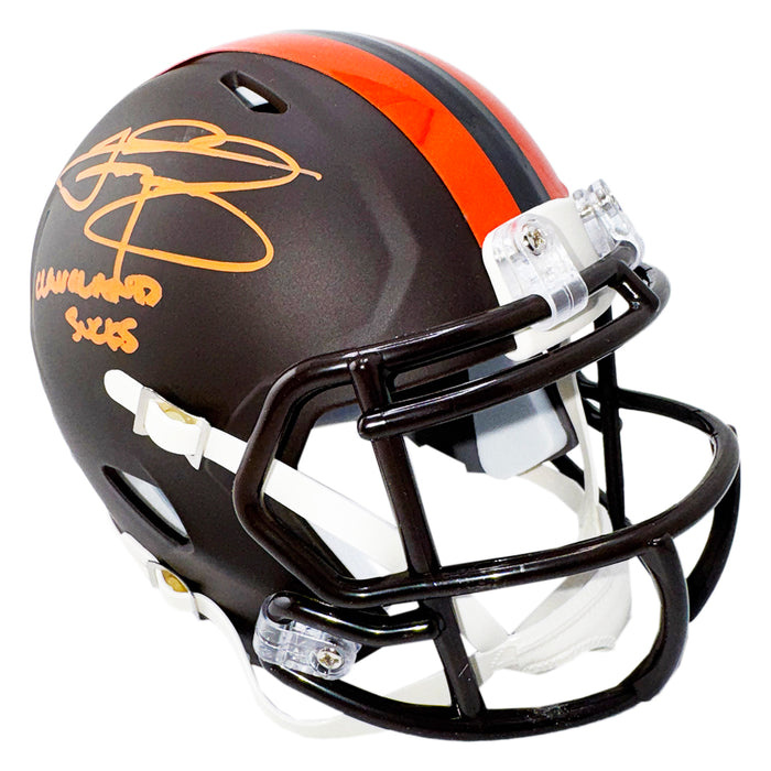 Johnny Manziel Signed Cleveland Sucks Inscription Cleveland Browns Alt 2025 Speed Mini Football Helmet (Beckett)