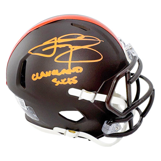 Johnny Manziel Signed Cleveland Sucks Inscription Cleveland Browns Alt 2025 Speed Mini Football Helmet (Beckett)