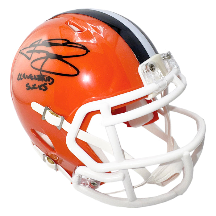 Johnny Manziel Signed Cleveland Sucks Inscription Cleveland Browns Speed Mini Football Helmet (Beckett)