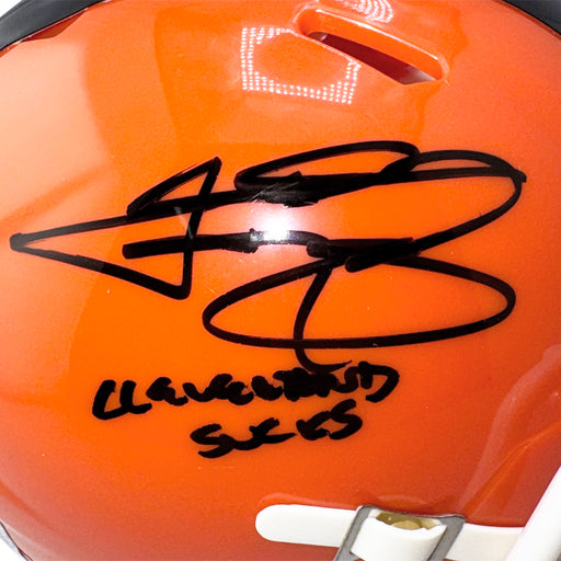 Johnny Manziel Signed Cleveland Sucks Inscription Cleveland Browns Speed Mini Football Helmet (Beckett)