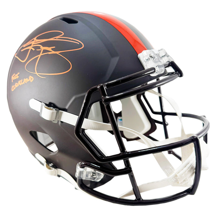 cleveland football helmet Johnny Manziel Signed Fuck Cleveland Inscription Cleveland Browns Alt — RSA